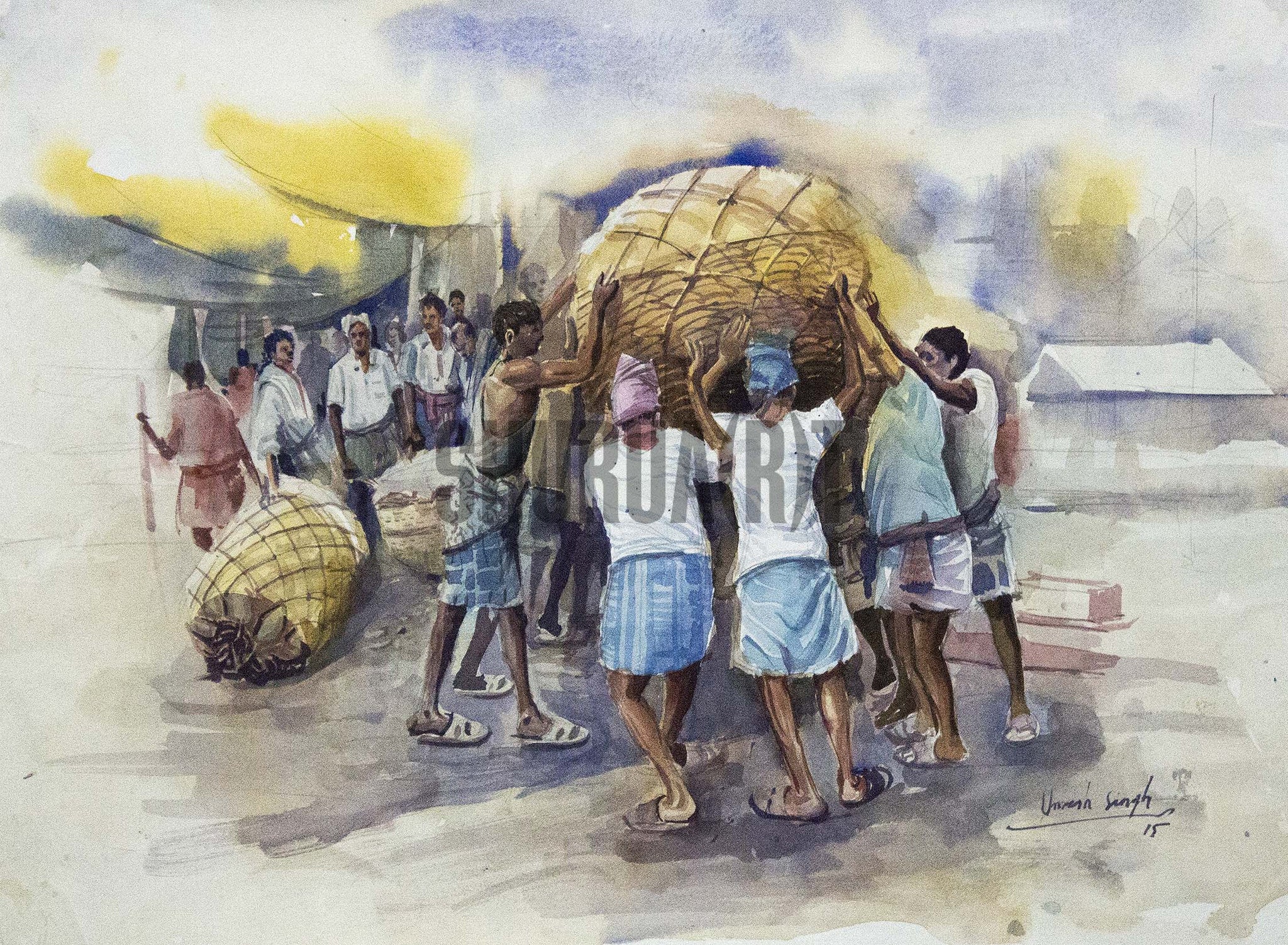 Village market..water color painting.. | Painting, Watercolor paintings,  Artist