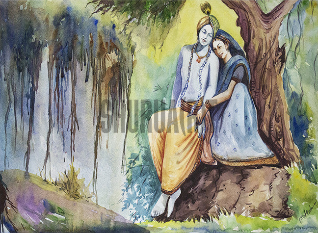 Painting Of Radha Krishna Painting In Pencil - GranNino