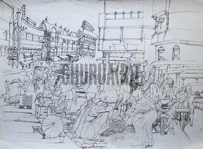 4 Market Scene Drawing  How to draw composition of Market Scene  Pencil  Sketch of Market Scene  YouTube